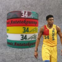 篮球雄鹿队34号 标准字母哥签名夜光运动手环 硅胶运动腕带球迷饰