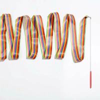 舞蹈彩带艺术彩色体操彩带舞蹈演出道具跳舞丝带儿童玩具飘带|七彩 2米（）