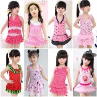 新款儿童泳衣女童宝宝小中大童连体泳装套装保守分体裙式游泳衣女V4