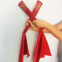 成人45*45绸舞蹈道具筷子舞蹈筷子蒙古舞筷子筷子舞蹈筷子跳舞筷|红(单色绸)45*45 2把共16根(红筷长30cm)