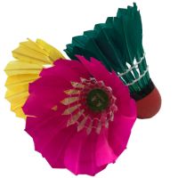 彩色羽毛球耐打王 红皮头加重防风户外室外打不烂训练球耐打正品|9148彩色羽毛球5只装