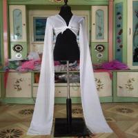 水袖舞蹈服练习甩袖水袖上衣古典舞京剧藏族成人儿童水袖服装S6|白色雪纺 儿童1.2不开叉