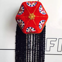 新疆维吾尔六角带辫子小花帽演出舞蹈表演头饰D8