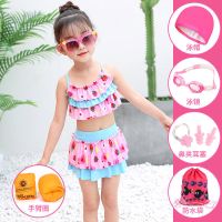 儿童泳衣女分体韩版游泳衣宝宝裙式套装小中大童公主平角女童泳装
