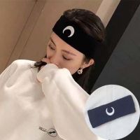 泫雅风月亮刺绣发带网红美少女情侣发带运动瑜伽发带健身头带男女R2|月亮发带黑色 二条装