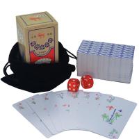 磨砂全塑料迷你小麻将扑克牌旅游外出旅行聚会便携防水纸麻将牌|窄牌背面蓝色纸盒装+绒布袋