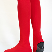 新款蒙古族藏族舞蹈鞋少数民族女式舞蹈舞台演出鞋弹力高筒靴子B3|红色带跟尺码备注 35