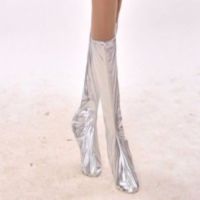 成人舞蹈鞋套蒙古族藏族民族靴套女水兵军装舞台长筒袜套表演出服G6|银色鞋套 36