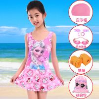 儿童泳衣女童保守连体爱莎公主泳衣中小童学生小猪佩奇卡通游泳衣