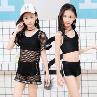 儿童游泳衣女童女孩泳装比基尼宝宝分体平角裤大中小童网纱三件套