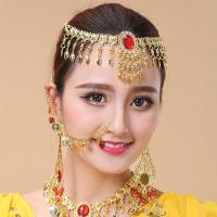 百搭印度舞表演出配饰摄影拍照写真肚皮舞头链项链耳环头饰鼻链57M1