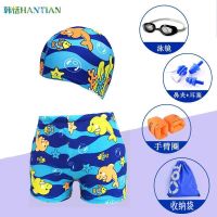 儿童泳裤游泳衣男童带帽宝宝平角泳衣男孩分体泳衣泳装中大童温泉F6