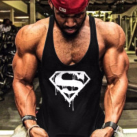 新款健身健美工字背心运动跑步跨栏棉宽松吊带背心无袖男欧美帅气|黑色超人 M