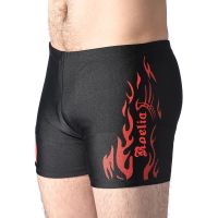 时尚火焰男士大码平角泳裤短款男人泳装成人泡温泉泳帽套装泳衣泳H1