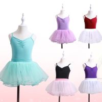舞蹈服女童吊带半袖体服配饰雪纺松紧腰硬纱蓬蓬裙公主跳舞裙I6