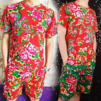 东北秧歌服装演出服新款大花布二人转表演服成人长裤舞蹈服男女款K6