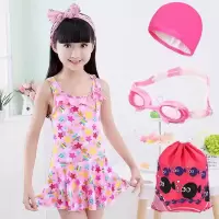 儿童泳衣女连体裙式学生游泳衣女三件套小中大女童性感比基尼泳装S6