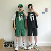 潮流短袖明星宽松休闲运动短裤篮球套装男球服五分袖嘻哈街头情侣U5