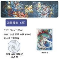 冷感运动毛巾速干冰凉巾跑步吸汗巾户外健身房男女国潮手腕擦汗巾H7|四季加厚款30*100cm(磨砂袋) 青龙