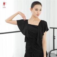 水晶麻前胸斜抽带上衣女成人舞蹈服直播3900F8|黑色 XXL