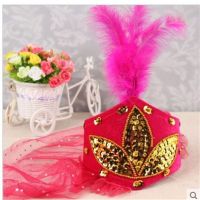 维吾尔族小花帽新疆舞蹈帽子女民族头饰纱巾羽毛演出头饰儿童成人G0