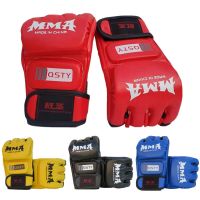 新款半指拳击手套散打格斗拳套成人搏击训练拳击打沙袋泰拳B0