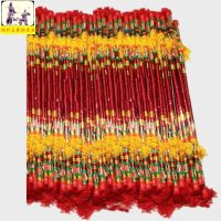 打铜钱杆花棍中老年儿童金钱棍莲湘棒广场舞蹈道具九子霸王鞭厂家O5|红段杆红黄流苏 0.7米12枚铜钱