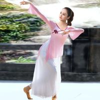古典舞练功服女身韵舞蹈纱衣形体上衣飘逸套装舞蹈练功服装中国风T6