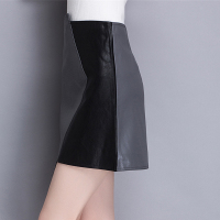 金利鹿不规则皮裙半身裙2020新款春秋拼色皮裙短裙