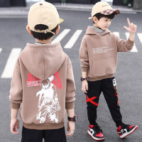 MinanSer儿童装男童连帽卫衣加绒加厚2021新款中大童韩版套头衫男孩洋气上衣秋冬季潮冬季新品