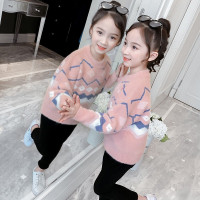 MinanSer童装女童毛衣2021秋冬新款圆领套头毛衣中大童女孩打底针织毛衣百搭儿童毛衣3-12岁潮冬季新品