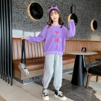 MinanSer童装女童套装儿童两件套2021秋冬新款卫衣加束脚裤休闲套装中大童女孩套装校服班服两件套3-12岁潮冬季新