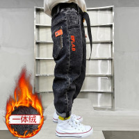 MinanSer童装男童牛仔裤2021冬季新款一体绒加厚保暖牛仔裤中大童男孩长裤学生牛仔裤儿童裤子3-12岁冬季新品