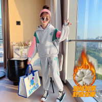 MinanSer女童套装秋冬新款韩版加绒加厚连帽卫衣两件套儿童冬季运动装3-15岁中大童潮衣冬季新品