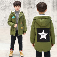 MinanSer男童秋冬加绒外套2021新款3-15岁大男孩加厚保暖风衣中大儿童休闲大码中长款连帽棉风衣潮冬季新品