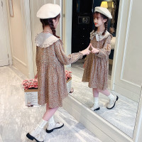 MinanSer女童连衣裙格子公主裙2021新款秋冬中大童网红洋气小女孩学院风打底儿童裙子冬季新品