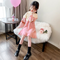 MinanSer童装女童水貂绒毛衣外套洋气圆领保暖毛线衣打底衫裙子3-15岁女孩冬季中长款时尚针织衫毛衣潮冬季新品