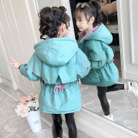 MinanSer童装女童外套加绒加厚中长款棉风衣2021秋冬新款小女孩收腰公主上衣中大童休闲连帽大衣3-12岁朝冬季新品