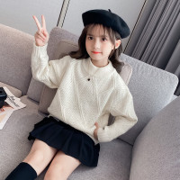 MinanSer女童毛衣中大童加绒童毛线衣女秋冬新款百搭针织打底衫童装小女孩加厚保暖舒适上衣潮冬季新品
