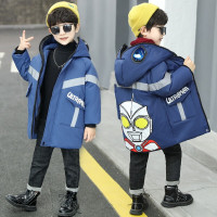 MinanSer男童棉衣奥特曼外套冬装男宝宝中长款反光加厚羽绒棉服3-15男孩眼镜棉袄冬季保暖棉风衣潮冬季新品