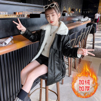 MinanSer童装女童皮衣外套冬装加绒加厚秋冬新款中大童韩版时尚小学生上衣潮冬季新品