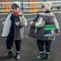 MinanSer男童毛毛衣外套加绒加棉加厚秋冬新款男孩外套冬装时尚男孩潮衣冬季新品