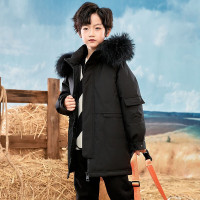 MinanSer男童羽绒服中大儿童羽绒外套衣服中学生冬季衣服2021新款潮牌白鸭绒毛领冬季新品