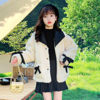 MinanSer童装女童毛毛衣加厚外套秋冬装2021新款女中大童加绒3-14岁女孩洋气时髦羊羔绒百搭上衣潮冬季新品