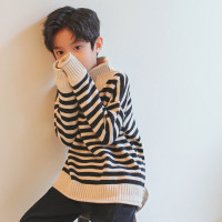 MinanSerMaycobell童装男童高领毛衣加绒加厚打底针织衫儿童装春秋2021年秋冬装新款中大童男孩上衣潮冬季新