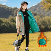 MinanSer童装女童冬装加棉加厚外套2021新款儿童韩版中大童休闲小女孩冬季夹棉保暖时髦风衣3-15岁穿冬季新品