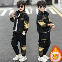 MinanSerMaycobell童装男童加绒套装洋气中大童2021秋冬新款儿童服装加厚两件套帅气冬装潮冬季新品