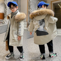 MinanSer童装男童冬季棉衣加厚2021新款冬装中大童网红时尚小男孩中长款大毛领保暖学生装衣服3-15岁冬季新品