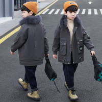 MinanSer童装3男童外套冬装2021新款儿童加绒时尚休闲6中大童运动韩版上衣9洋帅气中长款潮童外套12岁冬季新品