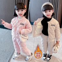 MinanSer童装女童套装秋冬装加绒加厚儿童套装女宝宝衣服冬季幼中小童秋款1-7岁女孩外套裤子棉衣棉裤两件套冬季新品